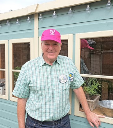 Dad sporting my 10k Race for Life Cap, which I did in 2018