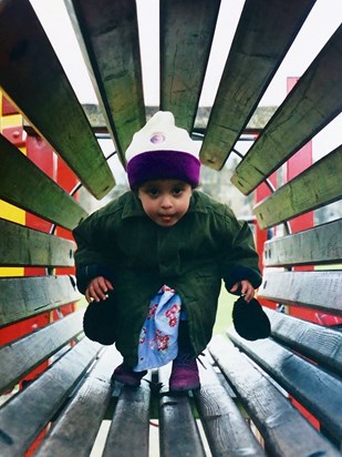 Cal explores the playground