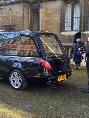 Piper with hearse