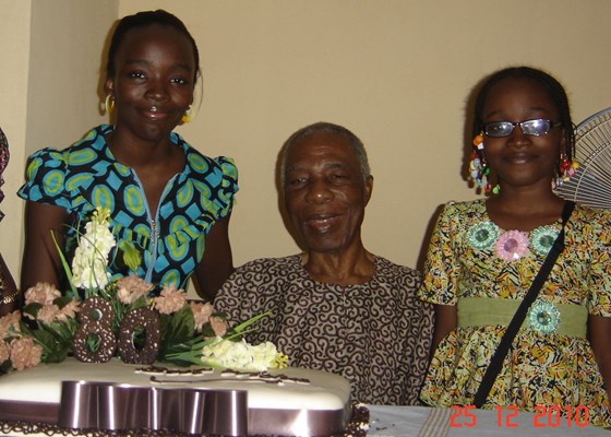 With his grandchildren on his 80th birthday