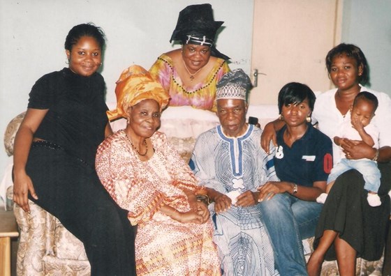 With his sister, her daughter and her granchildren