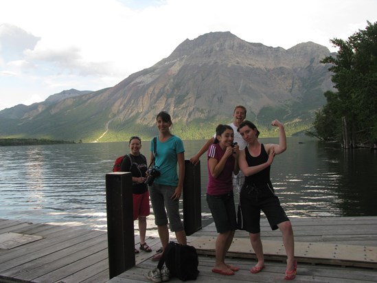 awaiting a jump into the icy waters of Waterton Lake