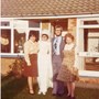 Wally and Carol's wedding day pictured with his mum and sister
