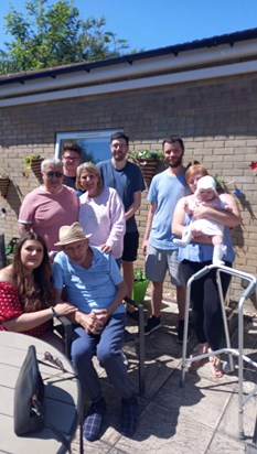Some of the family with Pops in the sunshine