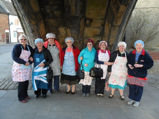 Mum in a shower cap!  On way to the butchers!  