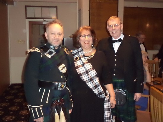 with Piper Andy de Comyn at another Burns Night. He loved to read Robert Burns Poems.
