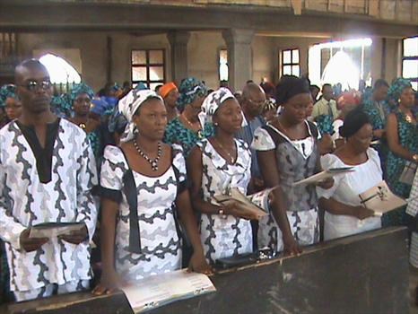 In the church; l-r Obi, Chioma, Ihuaku, Ijeoma & Mum