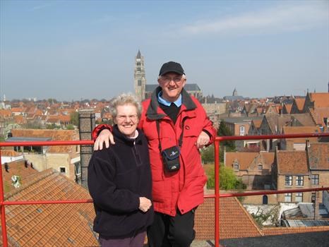 Mum and Dad, on top of a brewery in Bruges
