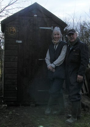 On the allotment - Liz and Geoff