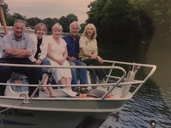 Geoff, Clare, Frances, Geoff and Liz - on the River Thames.