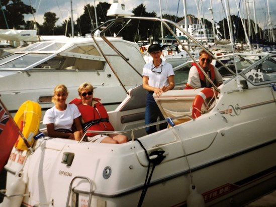 Liz, Frances, Richard & Caroline - on the boat approx 1997