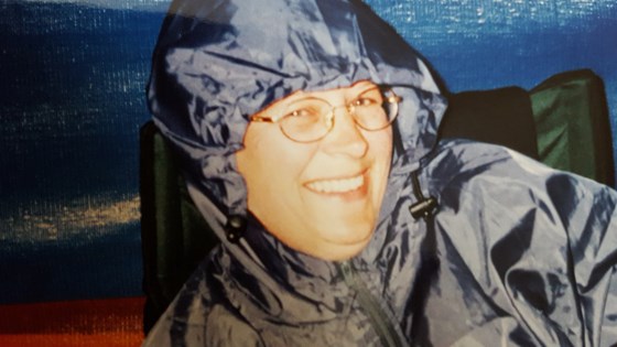 Battling the elements but still smiling! Ilfracombe camping 2002