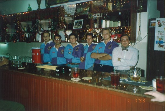 Drunks behind the bar