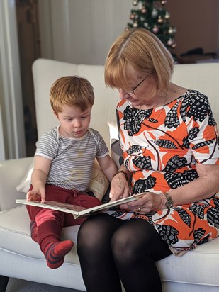 Marilyn reading with Owen