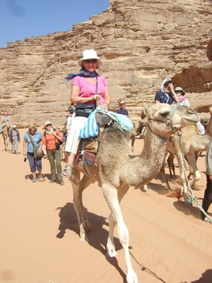 Marilyn, riding high in Jordan.