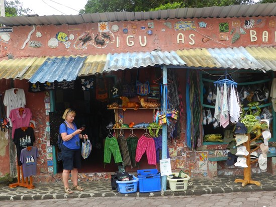 Marilyn: souvenir shopping, Galapagos Islands