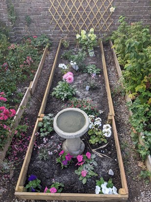 Marilyn's tribute flower bed (created by Allyson and Mick)