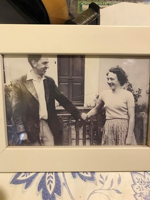 Mum and Dad at New Mills Farm. Photo taken for a magazine article about young farming couples. 1956?