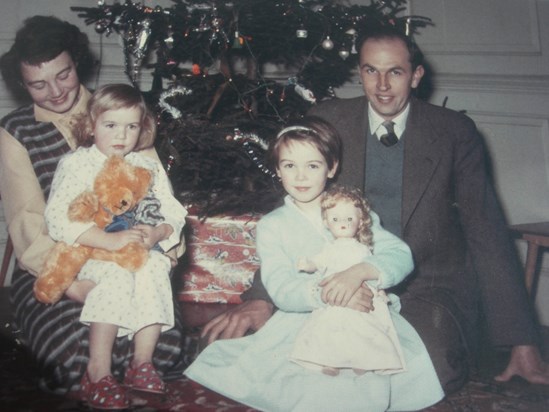 Christmas. Bridget with new Teddy Robert.