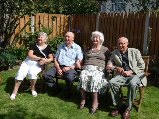 Aug 2009 Dublin bar-b-que and sunny family garden party.  Sheila, Edwin, Anne and David