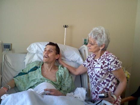 Daniel in Hospice with his mom, Liz Carmain, Jan. 27, 2011