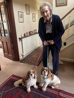 Mum with her favourite dogs King Charles Caviller