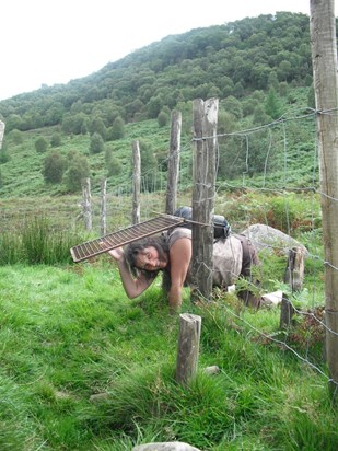 Mum using the 'Dog's Gate', Somewhere in The Lake District (August 2010)