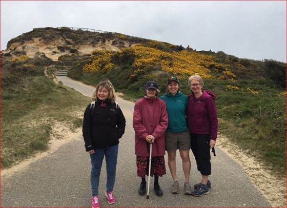 2017 - Joan on Hengistbury Head Walk with Sue, Annie and Cathy