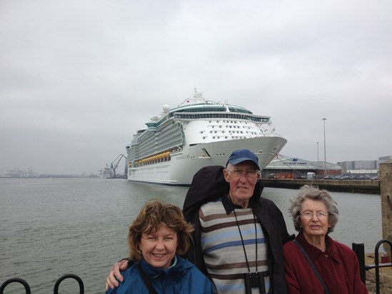 2012 - Jack, Joan and Sue in front of Southampton Cruise Liner Port