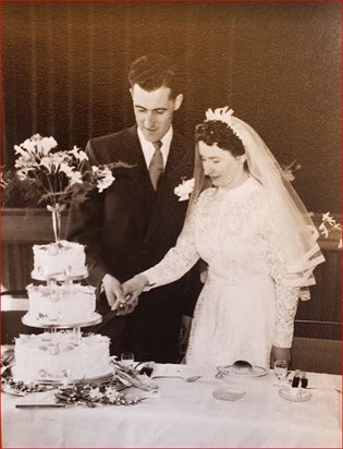 1956 - Jack and Joan Cutting their Wedding Cake 