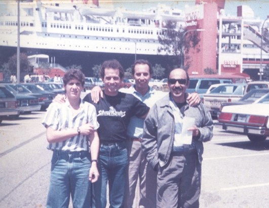 Roy with two of his cousins and a nephew on a working trip to Hollywood