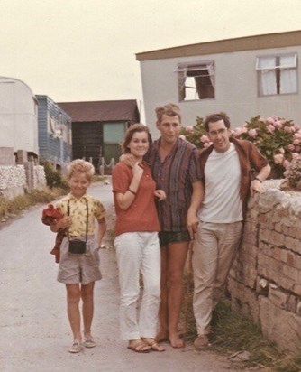 1966 in Lyme Regis on holiday, from right to left, Mike, John, Sandra (I think), me - Steven