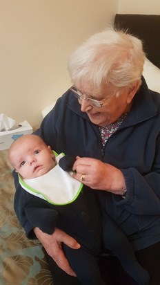 Cuddling Jack, Mum's third Great-Grandchild