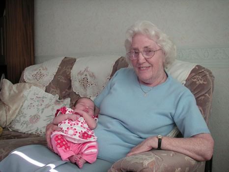 With her Great grand-daughter Jasmine (July 2007)