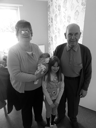 Grandad with great granddaughter Caitlin & newest great grandson Jack 2013