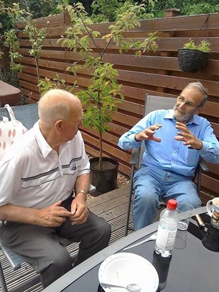 Grandad & Uncle Mick at Grandads 80th birthday barbecue 