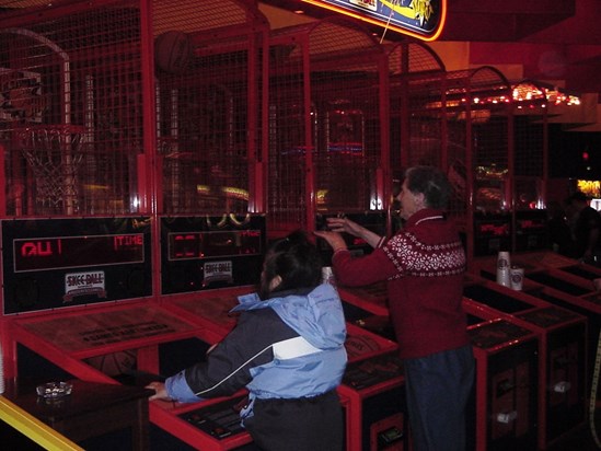 Mum and Karen Playing at the Arcade 2002