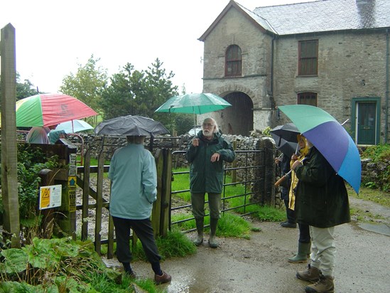 Alan leading former Battersea students and wives to the site of a gunpowder factory, Kendall 2008