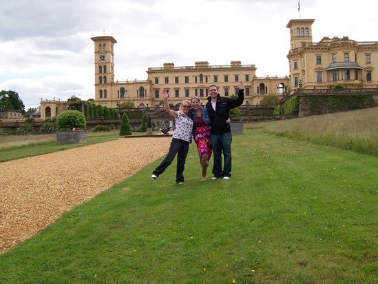 Osborne House, Isle of Wight with her daughter-in-law and son