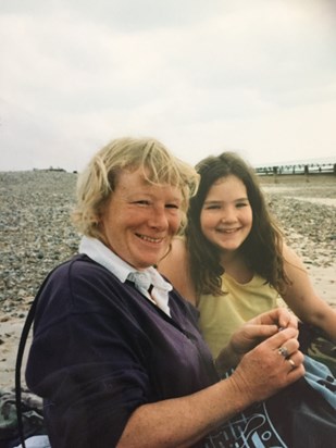 Mum and her youngest daughter on littlehampton beach