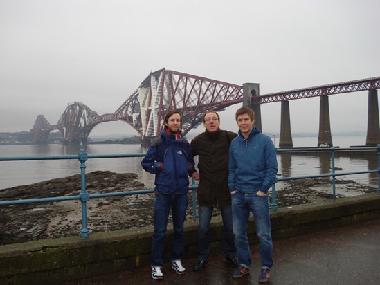 On a dreich day in Queensferry with Eoin and uncle Fintan 