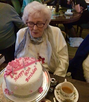 Grandma with her 90th Birthday cake - Manda