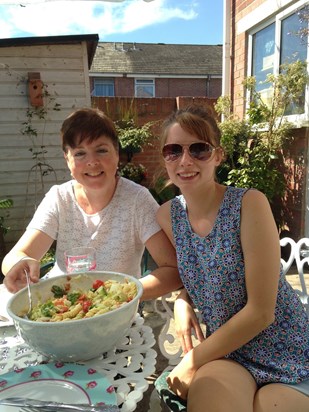 Mum and I in the garden on a summer's day