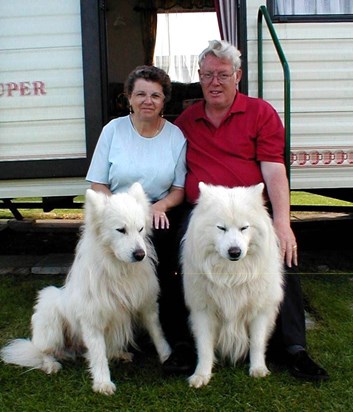 Mum & Dad and the dogs at the Caravan