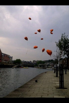 Good Bye Dad - Sending Orange Balloons to Heavan - Our Final Farewell 29th July 2011 X