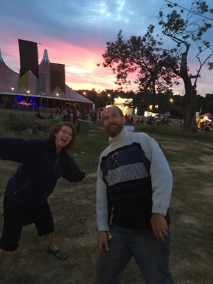 Steve and my wife enjoying the amazing sunset at Black Deer BBQ competition in Eridge Park last year