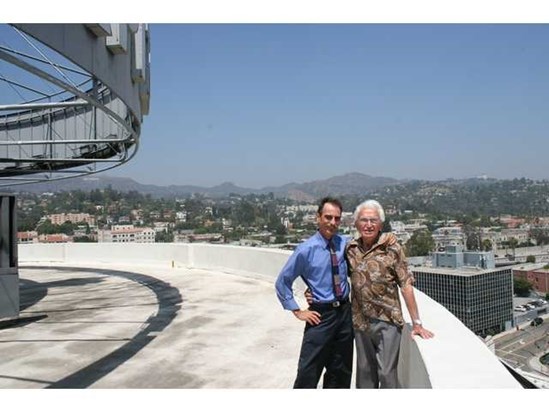 Palladino (right) and Peeples on the Capitol Tower roof, 2010.