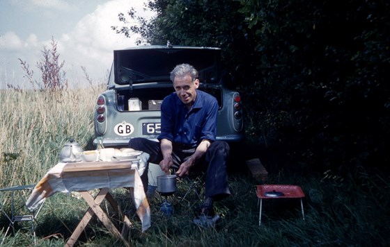 Fred out caravanning, doing what he loved