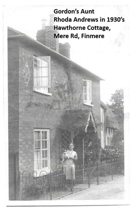 Rhoda Wootton (nee Andrews) Outside Hawthorn Cottage, Mere Rd, Finmere in 1930s