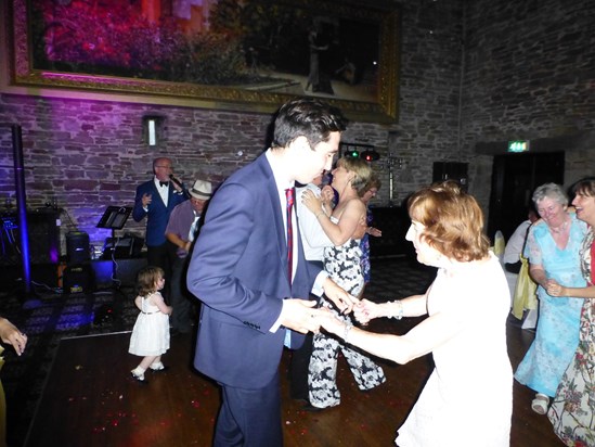 Grandson Brendan boogying with Gran at Aimee and Paul's wedding June 2014